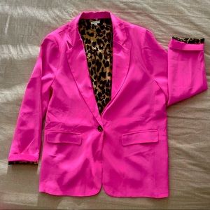 Hot Pink & Leopard Oversized Blazer